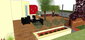 Création d'une terrasse bois avec banquette 